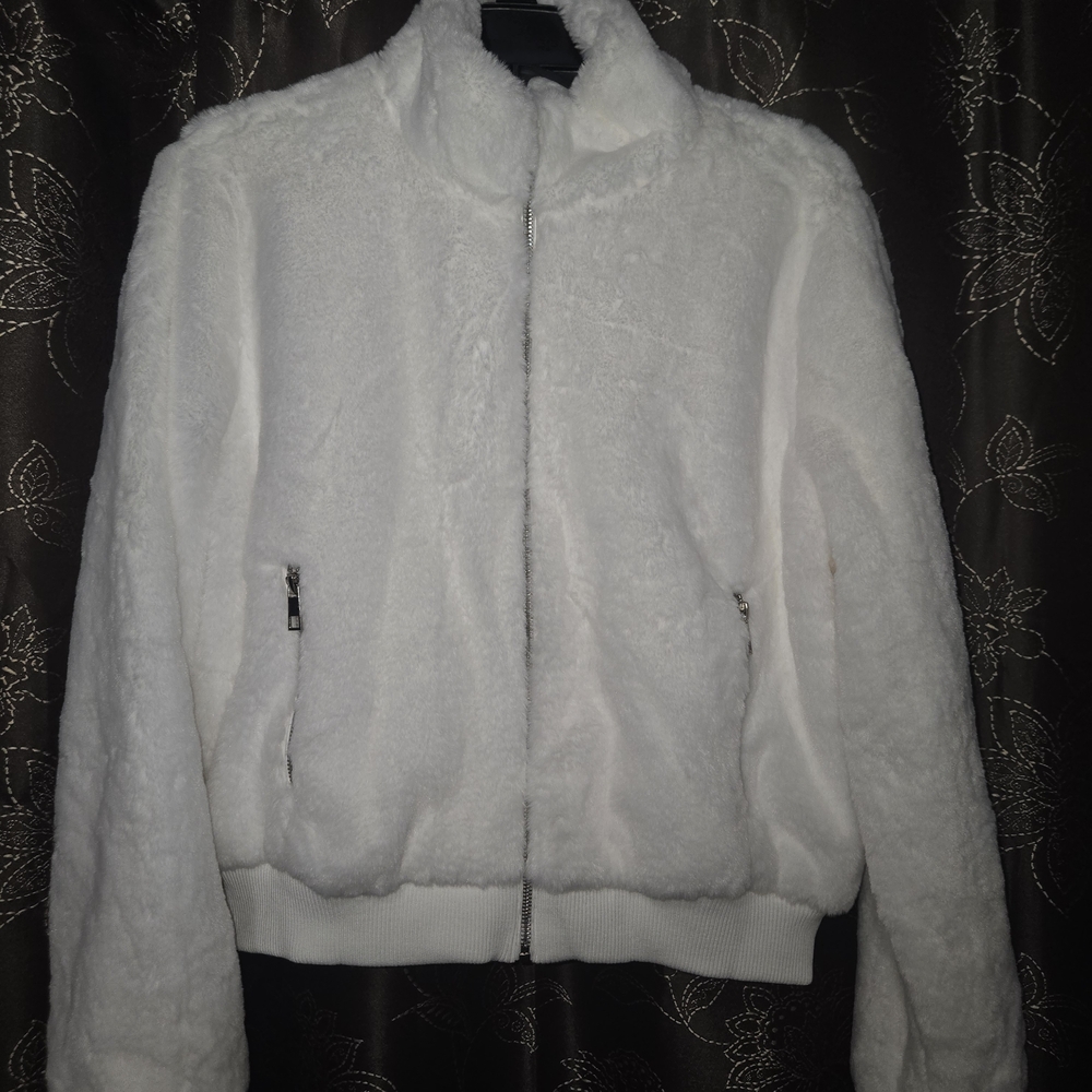 Ambiance Women's Cream Teddy Jacket